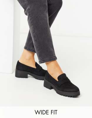 black flat loafers