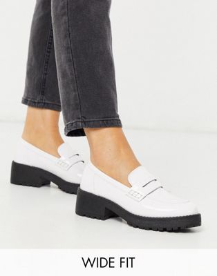 white flat loafers