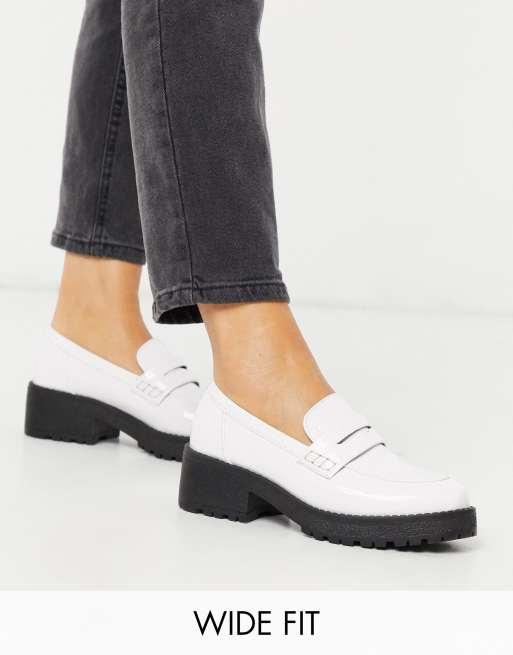 Co Wren Wide Fit chunky flat loafers in white ASOS