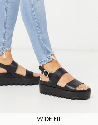 black chunky sole sandals