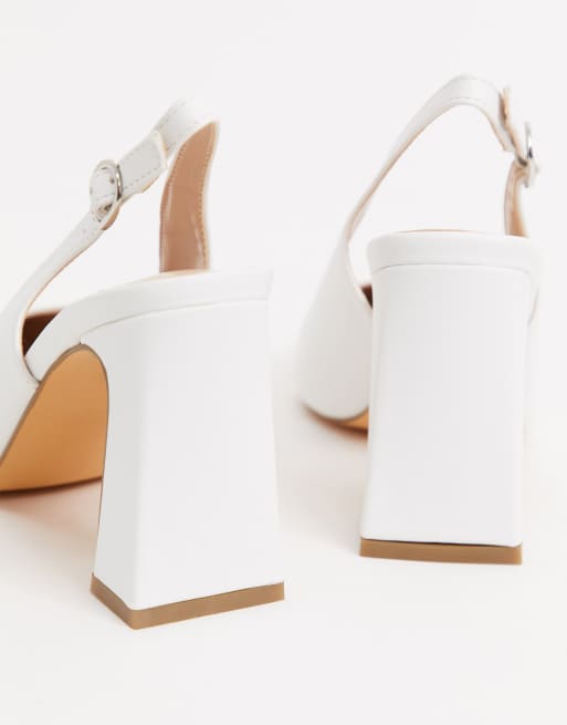 Co Wren Wide fit mid heeled slingback shoes in white ASOS