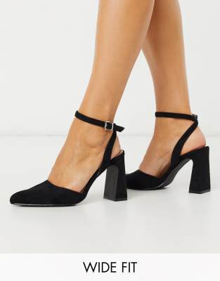 black pointed block heels