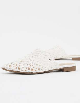 woven mules white