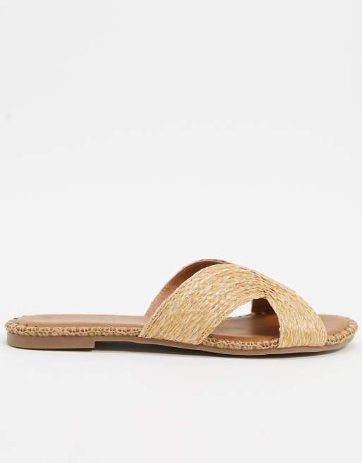 Co Wren Wide Fit slip on sandals in natural woven ASOS