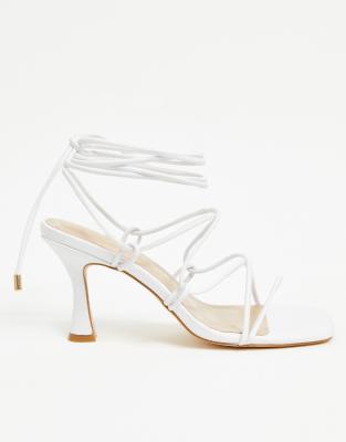 wide fit white strappy heels