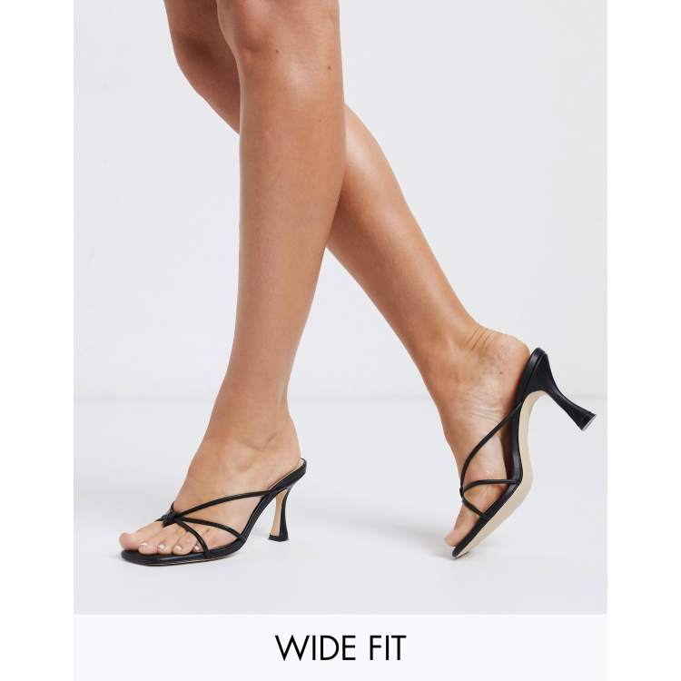 Co Wren Wide Fit strappy mid heel sandals in black ASOS