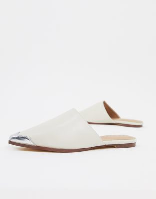 cream mules flat