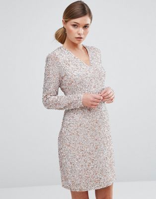 Bella Dress in Sequin with Plunge Neck 