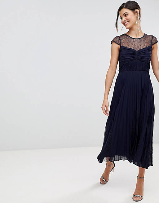 Coast Cleo pleated bridesmaids dress with lace yolk | ASOS