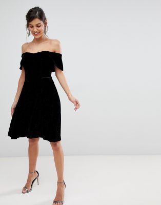 asos velvet bardot dress