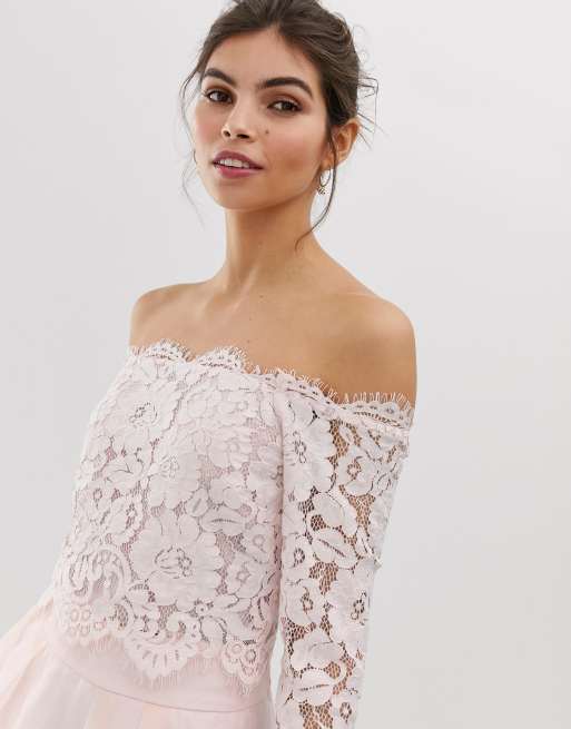 White lace bardot clearance top