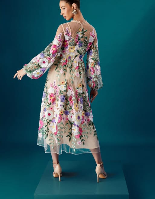 Coast Muse long sleeve embroidered maxi dress in Multi, 2 of 5