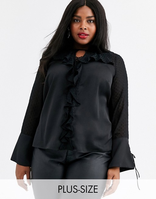 Coast Plus Alicia sateen blouse with lace trims