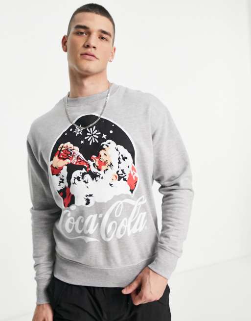 Coca Cola – Sweatshirt in Grau mit Weihnachtsmann