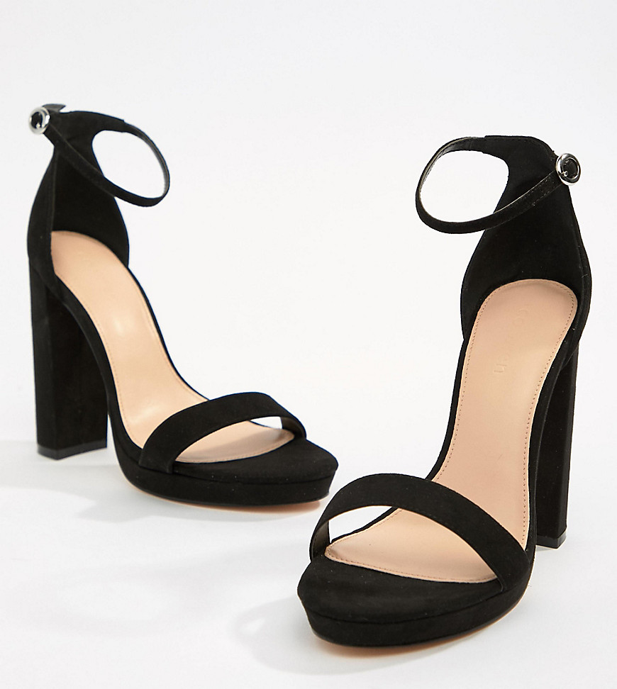 Coco Wren Wide Fit Platform Heeled Sandals-Black