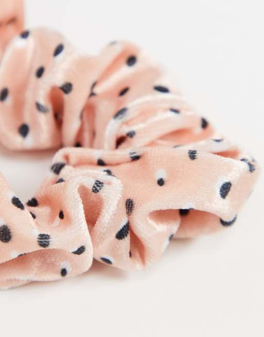 Coconut Lane - Fluwelen scrunchie met stippenprint, 4 van 4