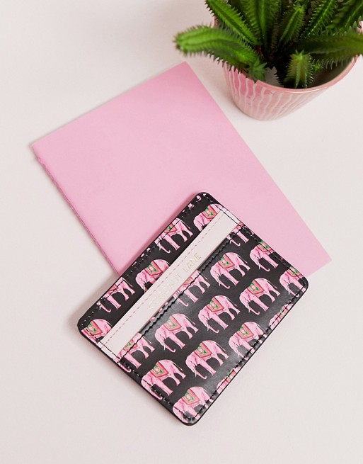 Coconut Lane pink elephant print card holder