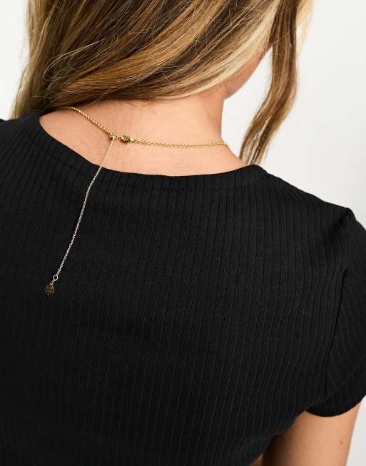 Colgante dorado con colgante circular abombado chapado en oro de la colección Z de Accessorize, 3 de 4