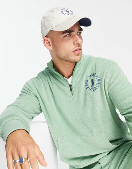 Collaboration exclusive - Polo Ralph Lauren x ASOS - Sweat à demi-fermeture éclair et petit logo circulaire - Vert