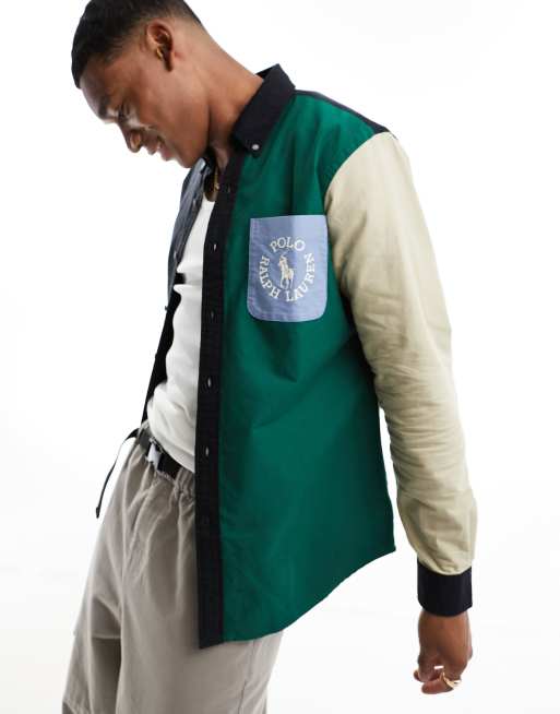 Collaborazione esclusiva Polo Ralph Lauren x ASOS - Camicia nera color block a righe