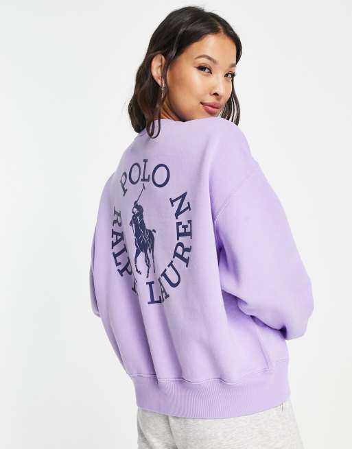 Collaborazione esclusiva Polo Ralph Lauren x ASOS - Felpa a maniche lunghe con logo color lavanda in coordinato