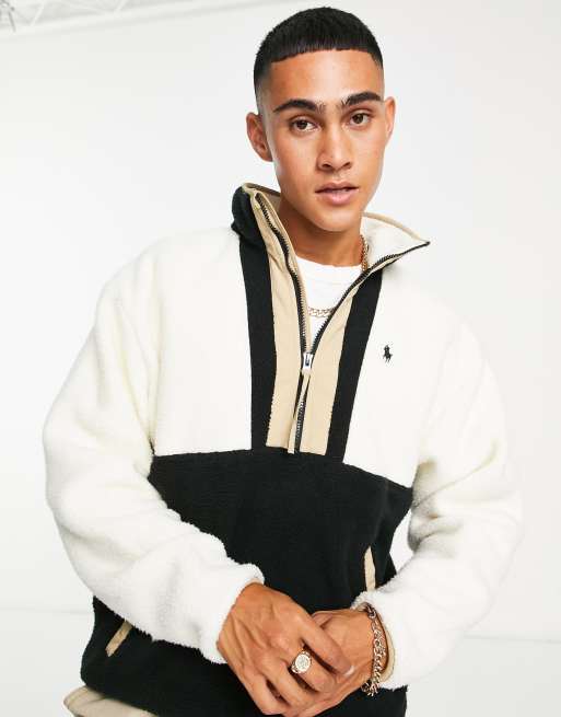 Collaborazione esclusiva Polo Ralph Lauren x ASOS - Pile color crema con zip corta e tasche