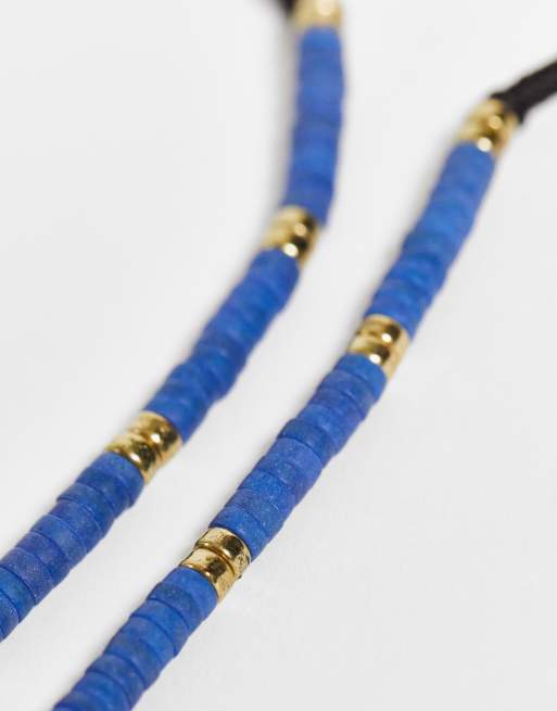Collar azul de cuentas con colgante con diseño floral de Classics 77, 2 de 4