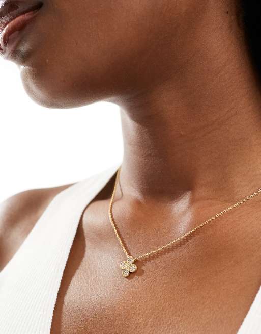 Collar chapado en oro con colgante en forma de trébol de cristales de la colección Z de Accessorize, 4 de 4
