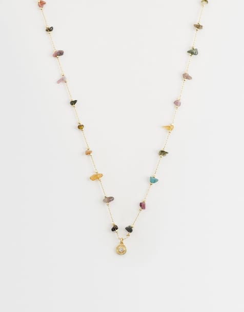 Collar chapado en oro de 14 quilates con piedras de colores de la colección Z de Accessorize - view 1