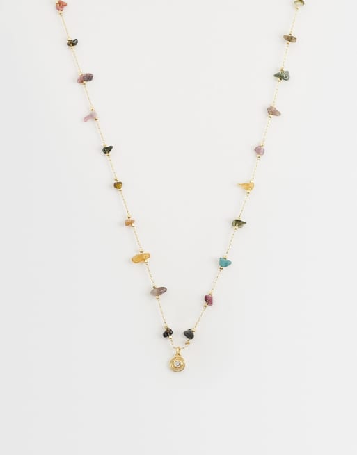 Collar chapado en oro de 14 quilates con piedras de colores de la colección Z de Accessorize