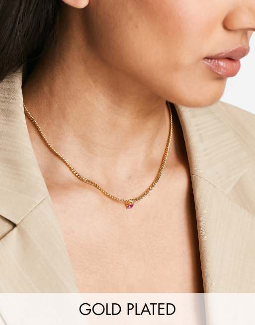Collar chapado en oro de 14 quilates con colgante rosa Bardot de Luv AJ 
