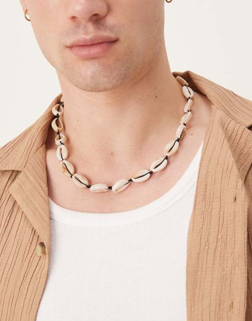 Collar color crema para festivales de cordón con conchas de imitación de ASOS DESIGN