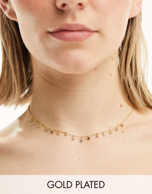 Collar con charms de circonitas chapado en oro vermeil de 18 quilates de Seol + Gold