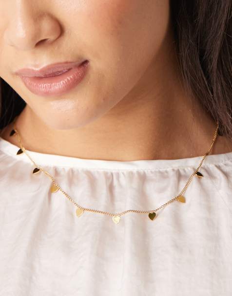 Collar con charms de corazones pequeños de acero inoxidable chapada en oro de 18 quilates de Lost Souls - view 1