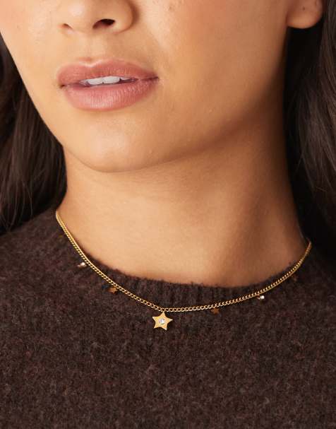 Collar con charms de estrellas de acero inoxidable chapado en oro de 18 quilates de Lost Souls - view 1