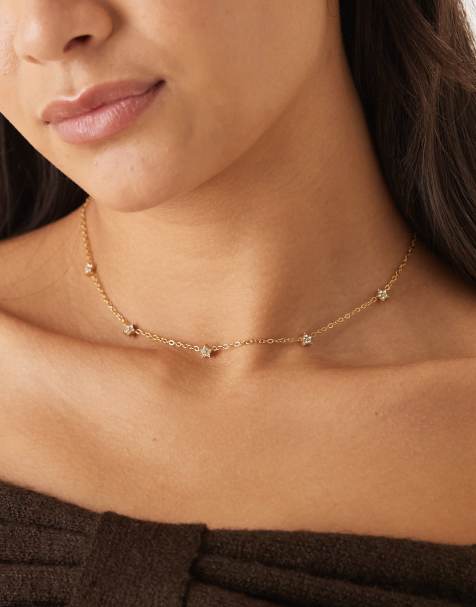 Collar con charms de estrellas pequeñas de cristal chapado en oro de 18 quilates de Lost Souls - view 1