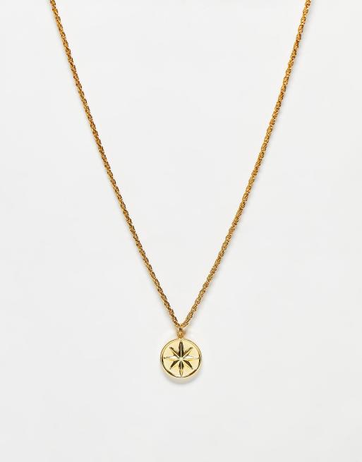 Collar con colgante de brújula chapado en oro de 14 quilates de ASOS DESIGN
