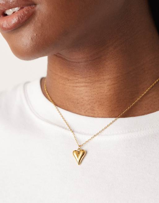 Collar con colgante de corazón de acero inoxidable chapado en oro de 18 quilates de Lost Souls