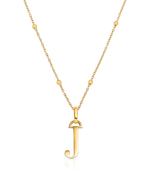 Collar con colgante de letra "J" de acero inoxidable resistente al agua chapado en oro de 18 quilates de Abbott Lyon, 4 de 4