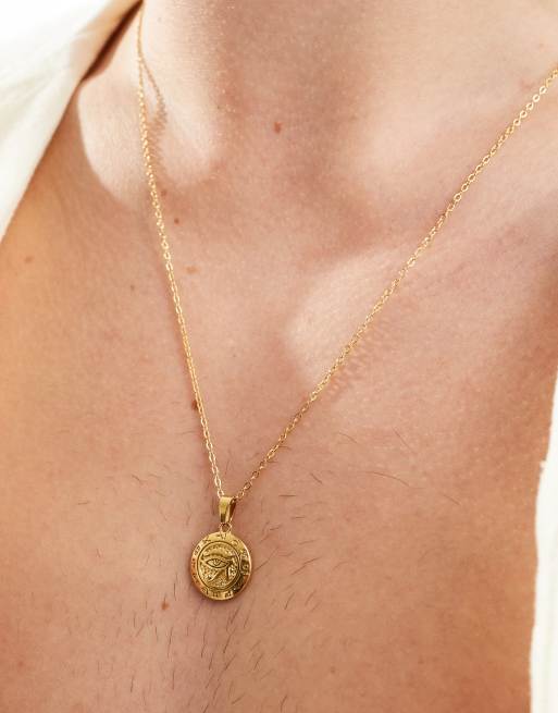Collar con colgante de ojo de acero inoxidable chapado en oro de 18 quilates de Lost Souls