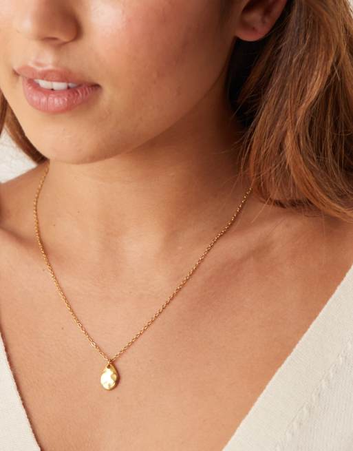 Collar con colgante pequeño efecto fundido de acero inoxidable chapado en oro de 18 quilates de Lost Souls