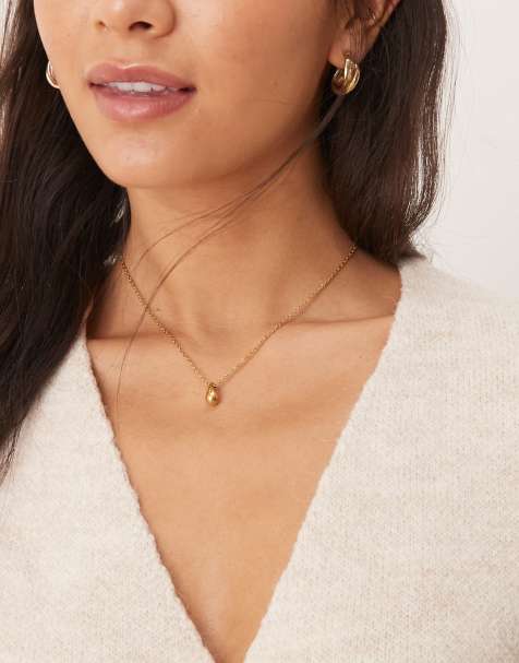 Collar con colgante pequeño en forma de lágrima de acero inoxidable chapado en oro de 18 quilates de Lost Souls - view 1