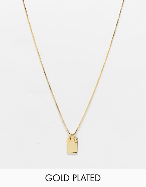 Collar con colgante rectangular chapado en oro de 14 quilates de ASOS DESIGN 
