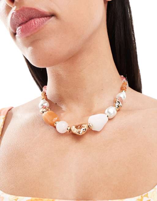 Collar con diseño de piedras semipreciosas de edición limitada de ASOS DESIGN