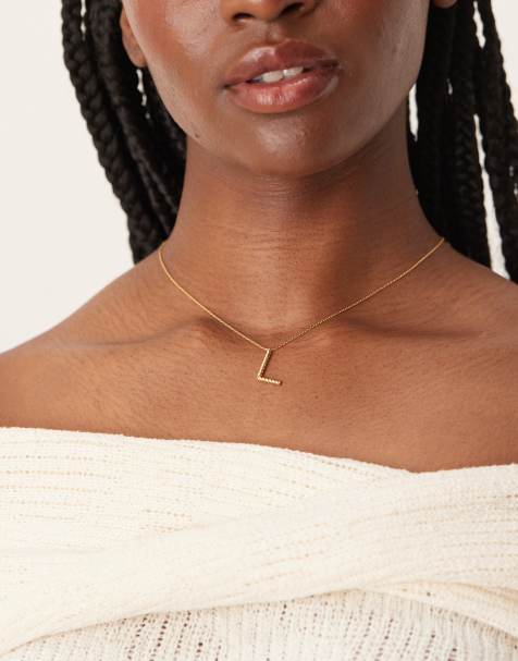 Collar con diseño retorcido de la letra "L" chapado en oro con perla Z de Accessorize - view 1