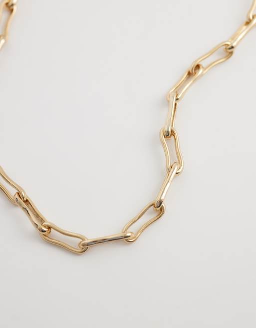 Collar con eslabones efecto fundido y cierre de barra chapado en oro de 14 quilates de la colección Z de Accessorize, 4 de 4