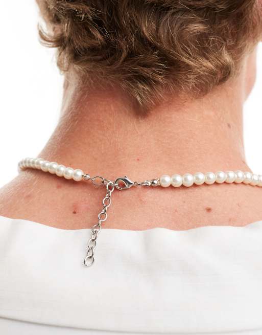 Collar corto blanco de perlas sintéticas de 6 mm de vidrio de ASOS DESIGN, 2 de 4