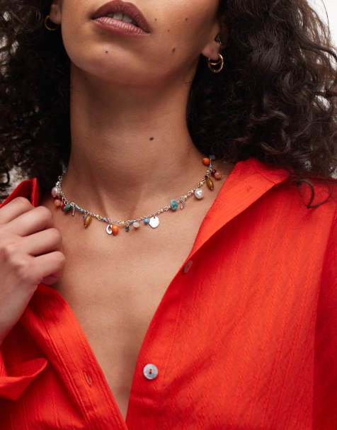 Collar corto multicolor de cuentas Flo de Topshop - view 1
