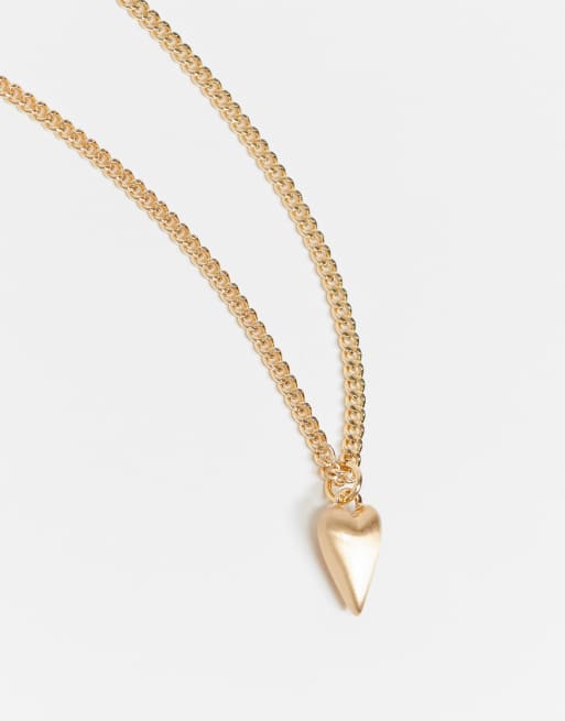 Collar corto y fino dorado con charm de corazón pulido de ASOS DESIGN, 3 de 4