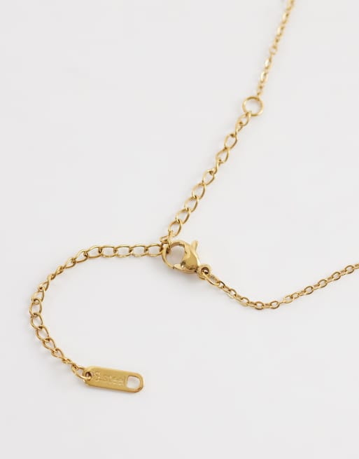 Collar de acero inoxidable chapado en oro de 18 quilates con colgante efecto fundido con perla de Lost Souls, 3 de 4
